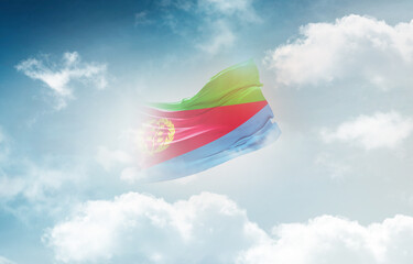 flag waving light background hidden in the sky.