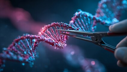 Genetic engineering scissors cutting dna strand