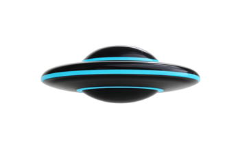 Black UFO with teal rings