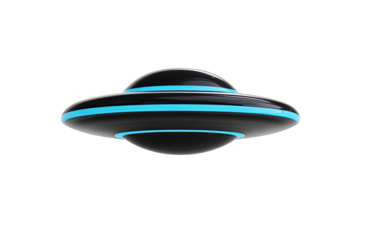 Black UFO with teal rings