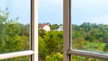Fototapeta premium View of a countryside scene through a window