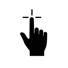 Obraz premium Black Silhouette Hand Pointing Upward with Targeting Crosshair.