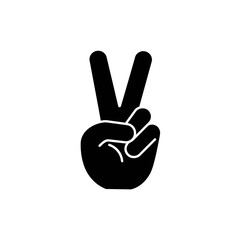 Obraz premium Black Silhouette of a Hand Making the Peace Sign Gesture.