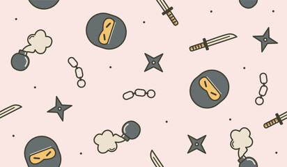 Cute ninja pattern background vector design © rupa