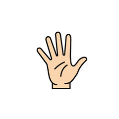Cartoon Illustration of a Light Beige Human Hand Showing Five Fingers.