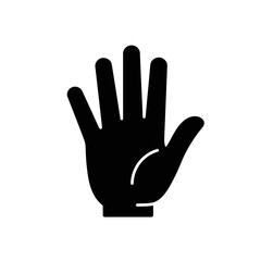 Obraz premium Flat Black Human Hand Silhouette with Open Palm and Extended Fingers.