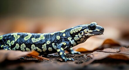 Alert Marbled Salamander Profile, Balanced Composition, Granular Texture