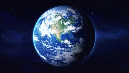 Obraz premium Earth from space, a vibrant blue and green sphere in the dark expanse of space
