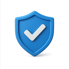 Cybersecurity Protection – 3D Shield with Checkmark