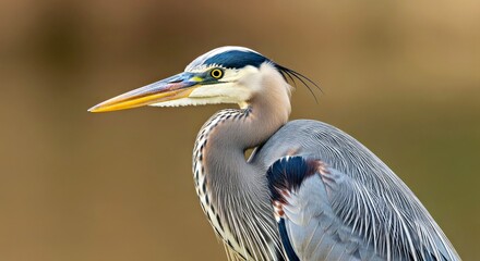 Fototapeta premium Elegant Great Blue Heron Telephoto Portrait with Natural Light