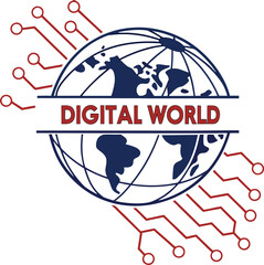 World wide web icon illustration with globe and earth map symbol for global communication concept