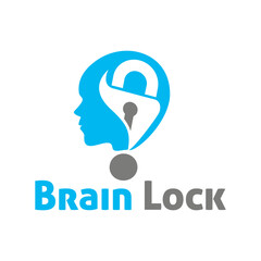 Conceptual Brain Lock Logo Design Representing Mental Blocks, Cognitive Challenges, or Thought Security