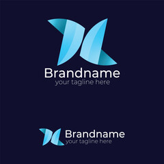 A creative and elegant logo design featuring a dynamic abstract ribbon or butterfly shape for a modern technology brand