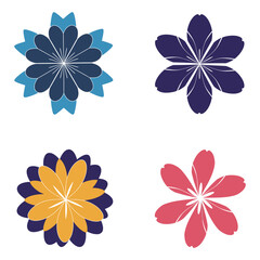 Collection of colorful flower designs in various shades and styles