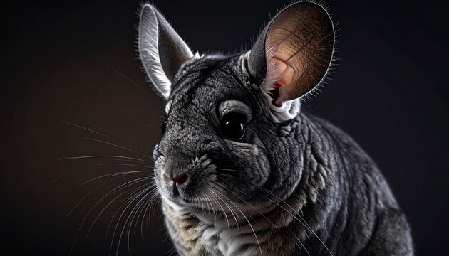 portrait of a black chinchilla