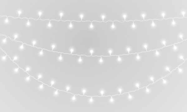 PNG transparent banner with festive lamp garland and glowing light string great for celebration footer or winter carnival featuring abstract motif in gold and blue graphic style