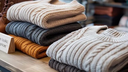 warm knitted sweaters boots store display sale autumn winter