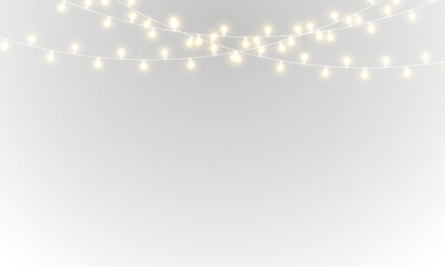 PNG decorative chain with blue light and green garland on white background in festive style for carnival or marketing card featuring ribbon illustration and colourful holiday motif