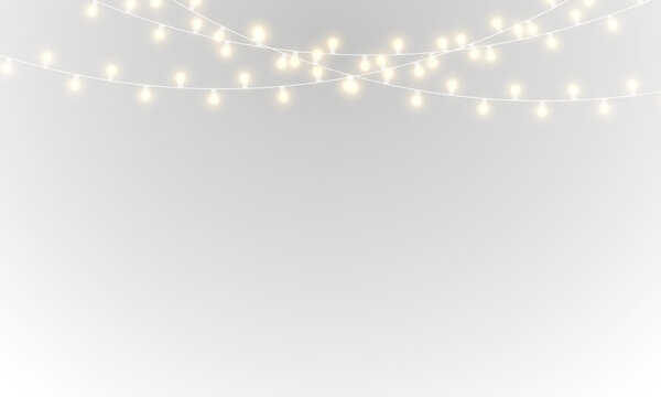 PNG decorative chain with blue light and green garland on white background in festive style for carnival or marketing card featuring ribbon illustration and colourful holiday motif