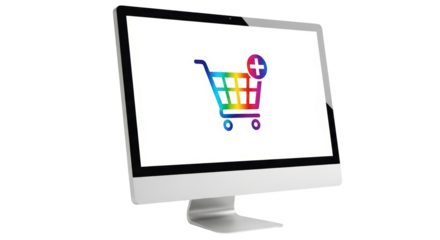 Isolated Monitor with Shopping Cart Icon