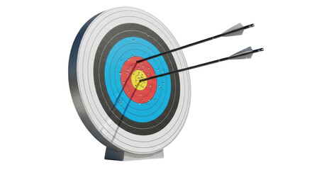 Isolated Archery Target with Arrows