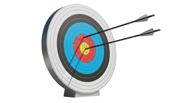Isolated Archery Target with Arrows
