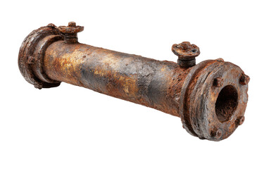 Corroded, rusty metal pipe with fittings