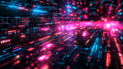 Futuristic 3D big data concept with abstract technology grid, digital connections, and modern tech visualization for data, analytics, and IT backgrounds.