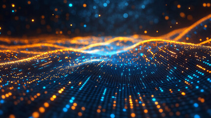 Futuristic 3D big data concept with abstract technology grid, digital connections, and modern tech visualization for data, analytics, and IT backgrounds.