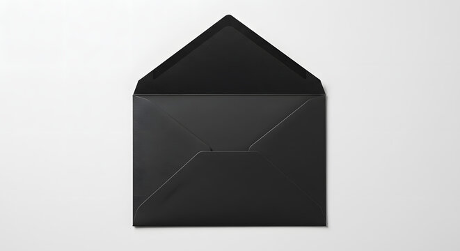 Sophisticated black envelope with a modern aesthetic conveying professionalism and minimalistic design for invitations