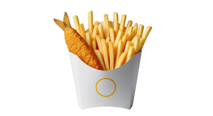 Isolated French Fries with Shrimp Tempura