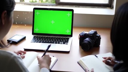 Creative Team Brainstorming: Green Screen Laptop & DSLR Footage