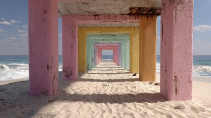 Naklejka premium Colorful Tunnel to the Sea