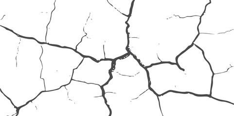Sketch crack texture. Ground cracks, breaks on land surface from earthquake. old wall background crack vector.