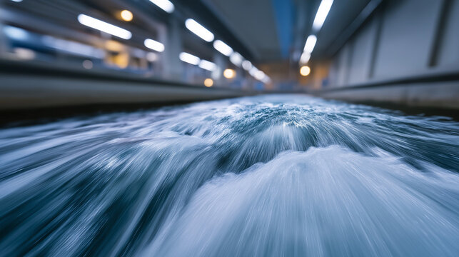 Powerful Water Flow in Pumped Storage Facility for Hydropower Generation
