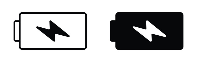 Bettery vector icon set. Batteries plus and minus icons EPS 10