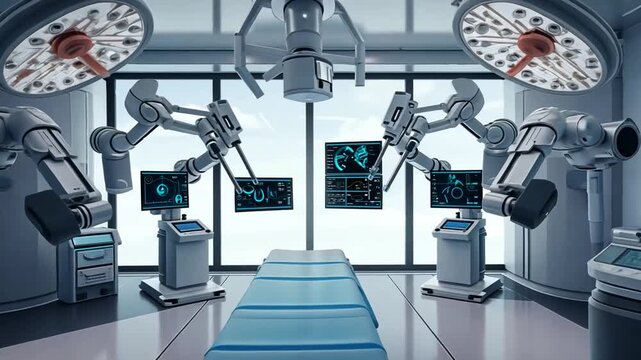 Advanced robotic surgery room with high-tech equipment