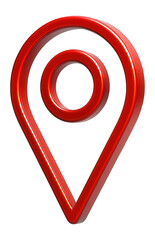 Fototapeta premium Linear style red location pin with circle icon.