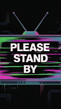 retro tv please stand by glitch screen background