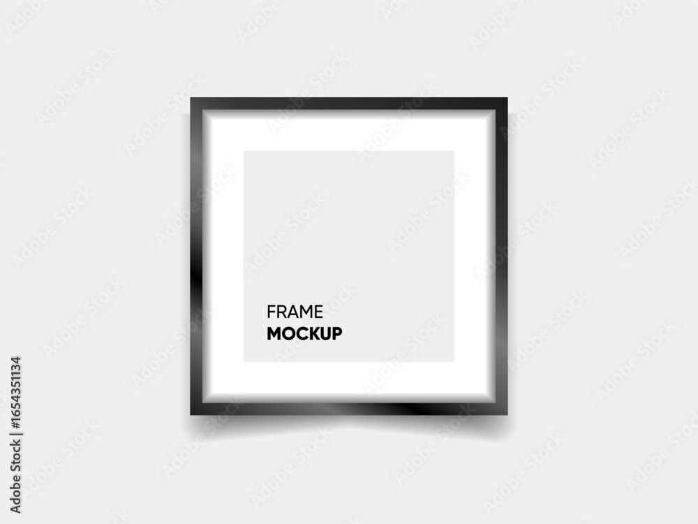 Poster front view frame mockup with shadow on isolated gray background, vector illustration. eps10.