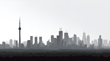 City skyscrapers skyline with foggy reflection silhouette vector illustration 
