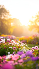 Fototapeta premium Vibrant Pink Purple Cosmos Flowers in a Sunny Garden