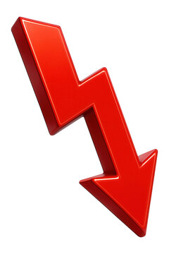 Red downward-pointing arrow symbolizing economic decline and financial losses.