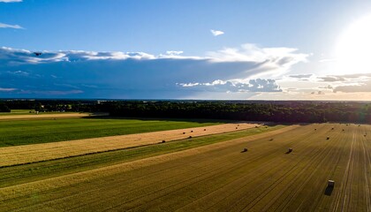 Obraz premium Agricultural landscape at sunset
