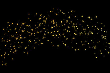 Abstract Golden Sparkles Isolated on Black Background