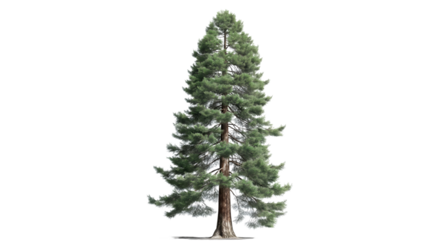  majestic giant sequoia tree isolated on white background