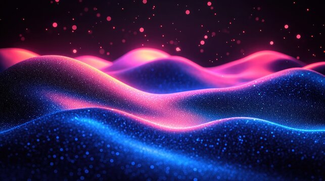 Abstract glowing hills in vibrant pink & blue - Powered by Adobe