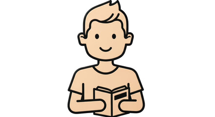 Isolated Cartoon Boy Reading