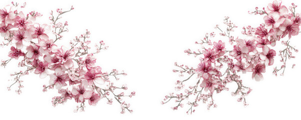 Obraz premium Cherry blossom branches isolated on transparent background