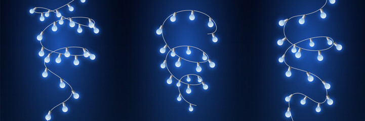 Realistic garland of glowing light bulbs decoration